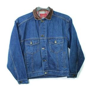 Marlboro Country Leather Collar Denim Jean Jacket